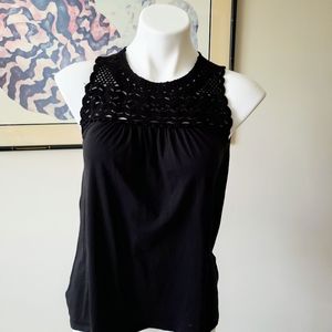 Loft Black Sleeveless Knit Top Front Shirt SP
